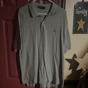 Nautica Men’s Light Gray Short-Sleeve Polo with Sail Logo